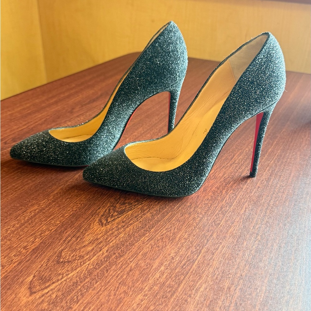 Christian Louboutin Black Glitter pump